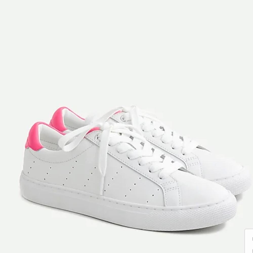 J.CREW Saturday sneakers in leather with fuchsia detail size 9.5